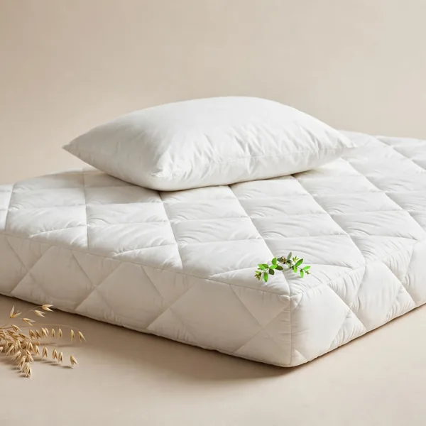 A spring mattress with a pillow