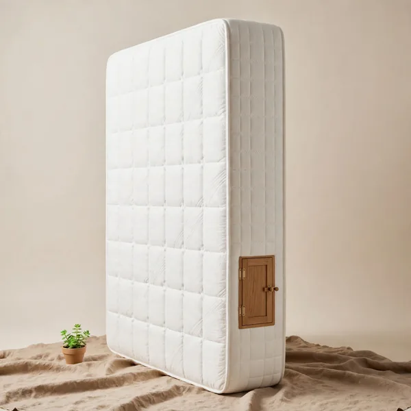 A tall mattress with a closed side compartment