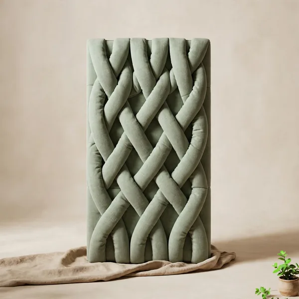 A braided upholstered headboard