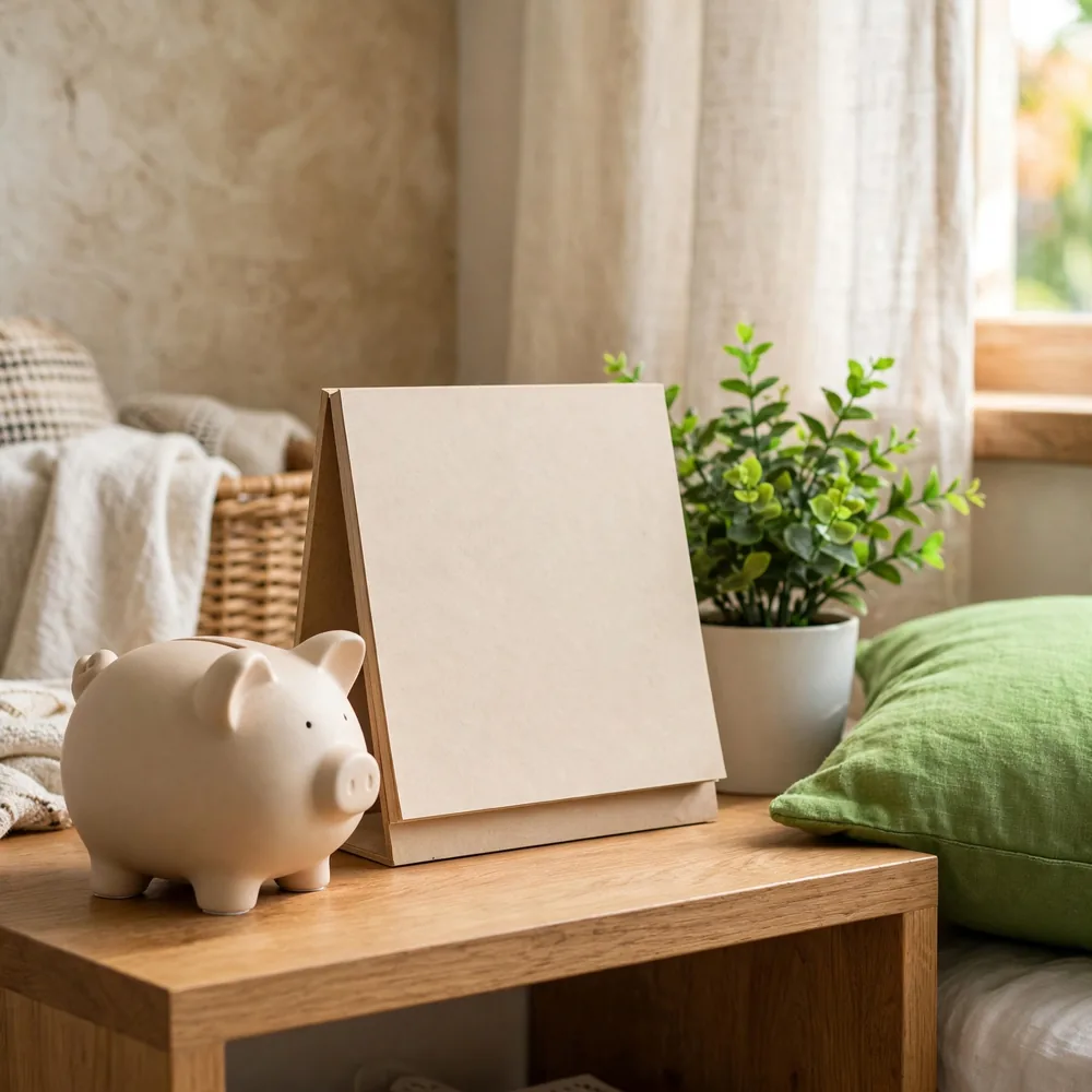 A piggy bank and a calendar