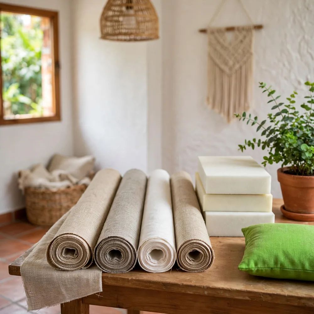 Fabric rolls and foam blocks