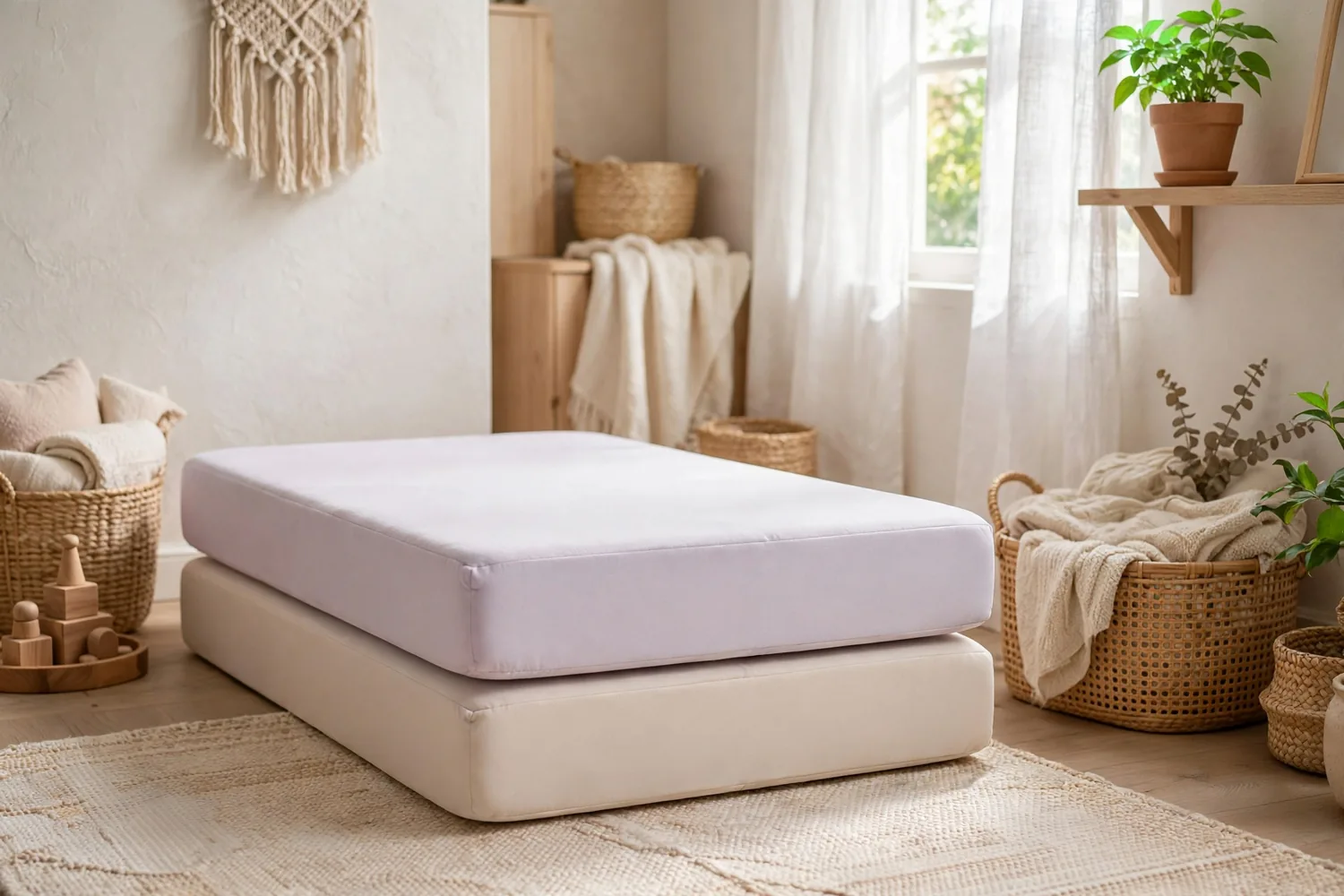 Pastel foam pads in a kids room